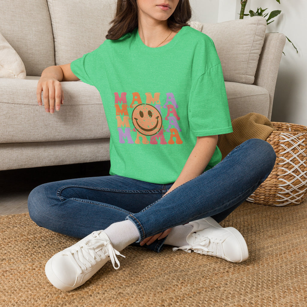 Mama Smiley Retro Graphic T-Shirt — Vintage Happy Face Mom Tee