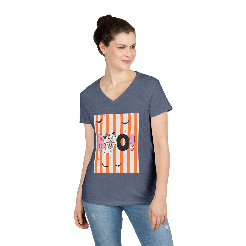 Boo! Ghost Halloween V‑Neck Tee