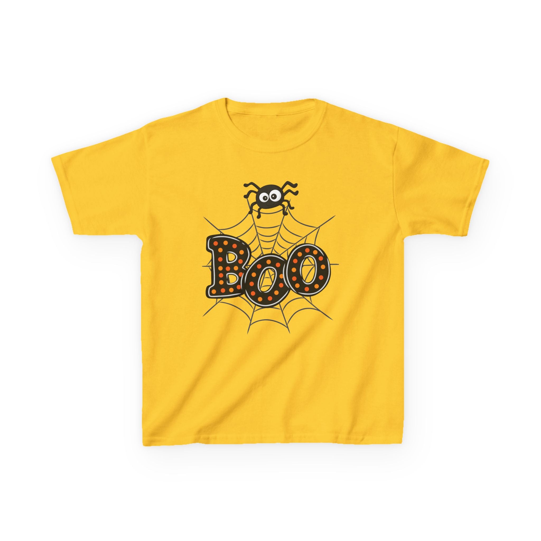 Kids Halloween Tee - "Boo" Spider Web Graphic