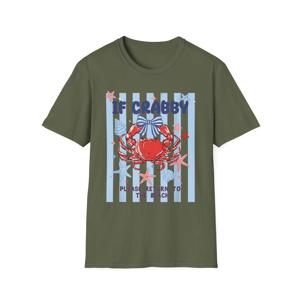 T-Shirt — "If Crabby Please Return to the Beach" Nautical Crab Graphic Tee