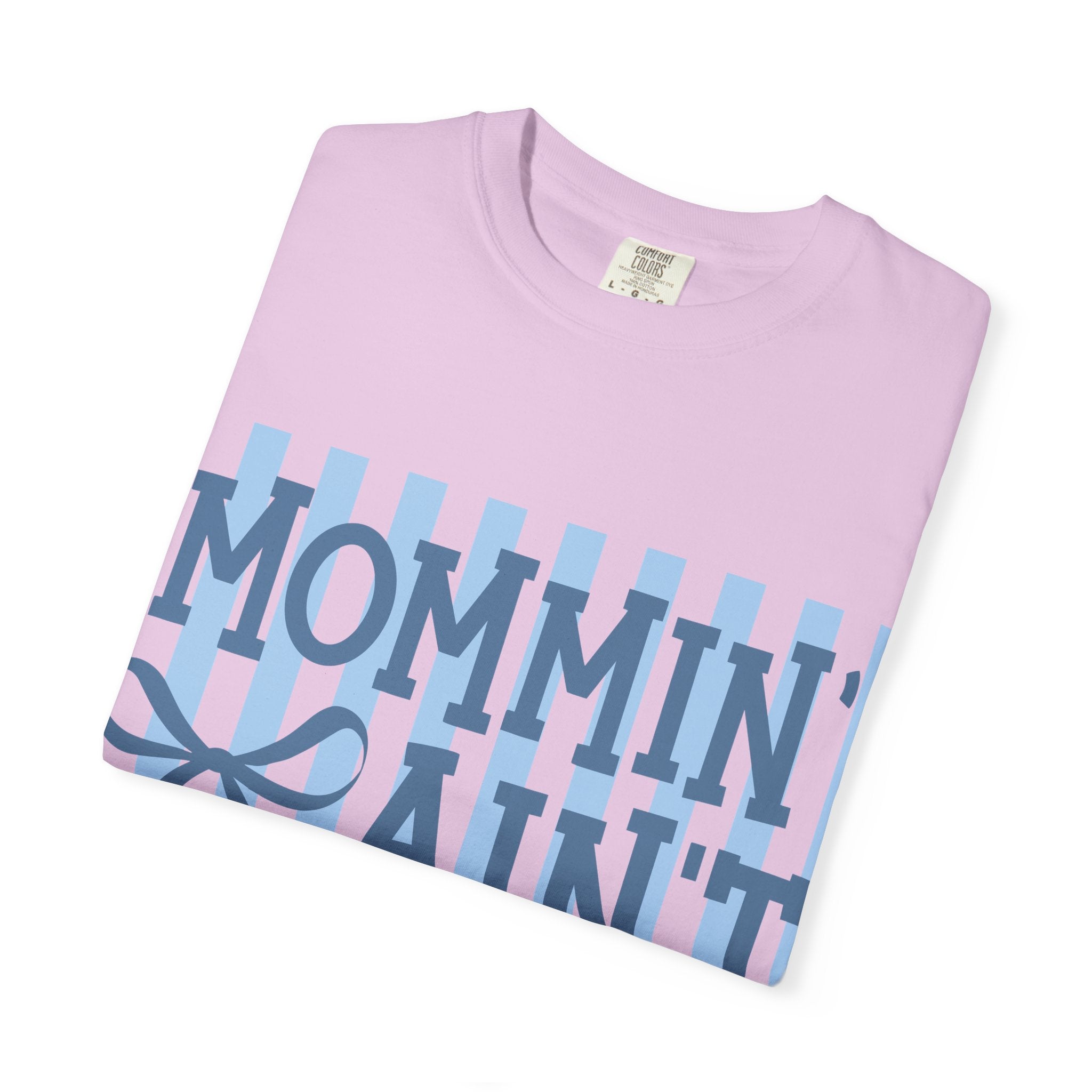 Mommin' Ain't Easy T-Shirt — Funny Mom Gift, Blue Striped Mother's Day Tee