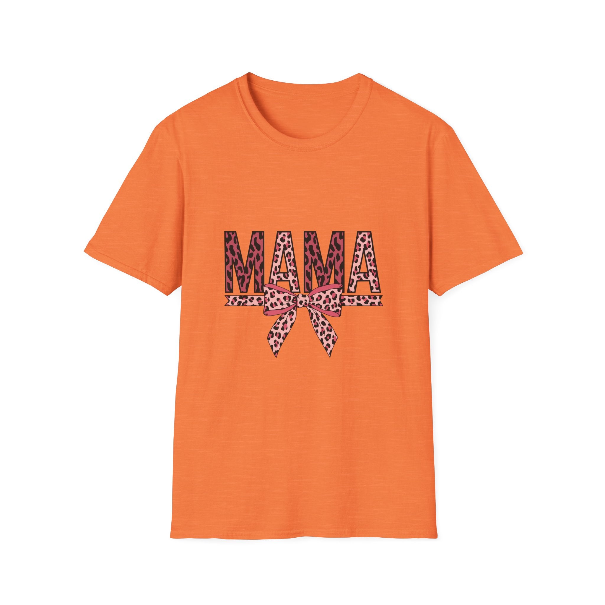 Mama Leopard Print T-Shirt — Pink Bow Mom Tee