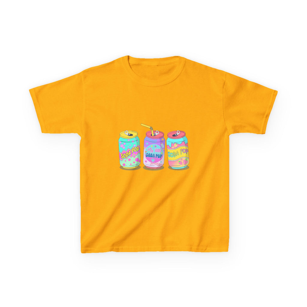 Kids T-Shirt — Colorful Soda Can Trio Graphic Tee (Cute Retro Drink Design)
