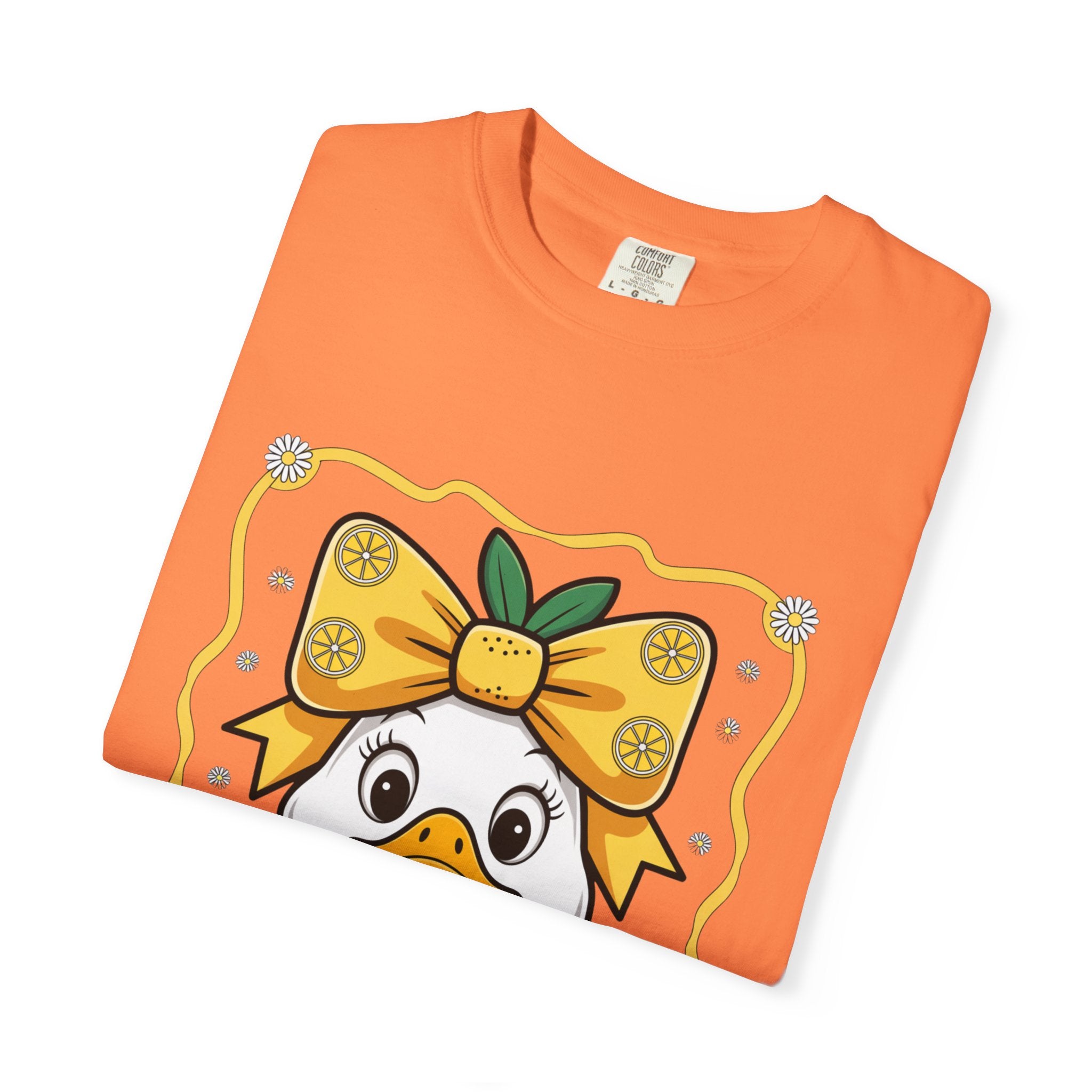 Cute Lemon Duck T-Shirt — Whimsical Duck with Bow Graphic Tee