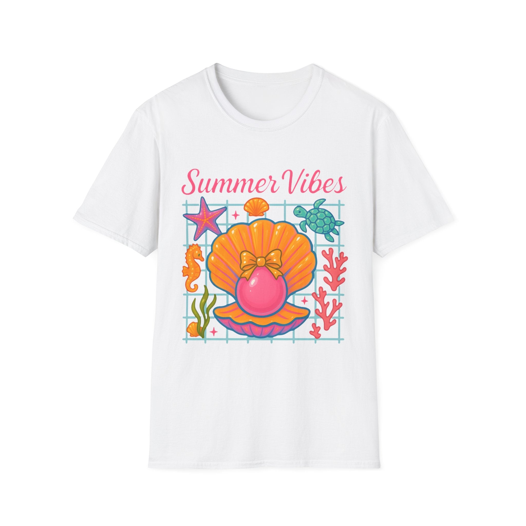 T-Shirt — "Summer Vibes" Seashell & Sea Life Beach Tee
