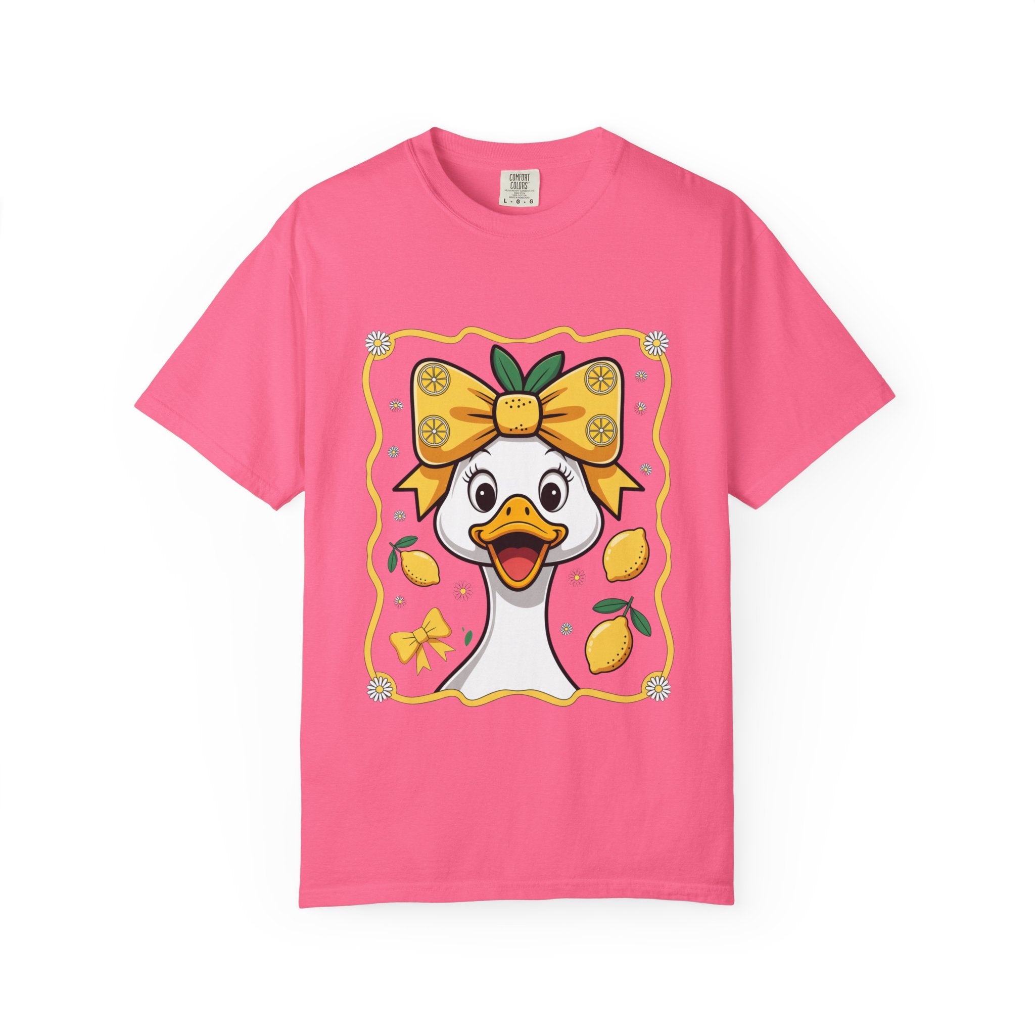 Cute Lemon Duck T-Shirt — Whimsical Duck with Bow Graphic Tee