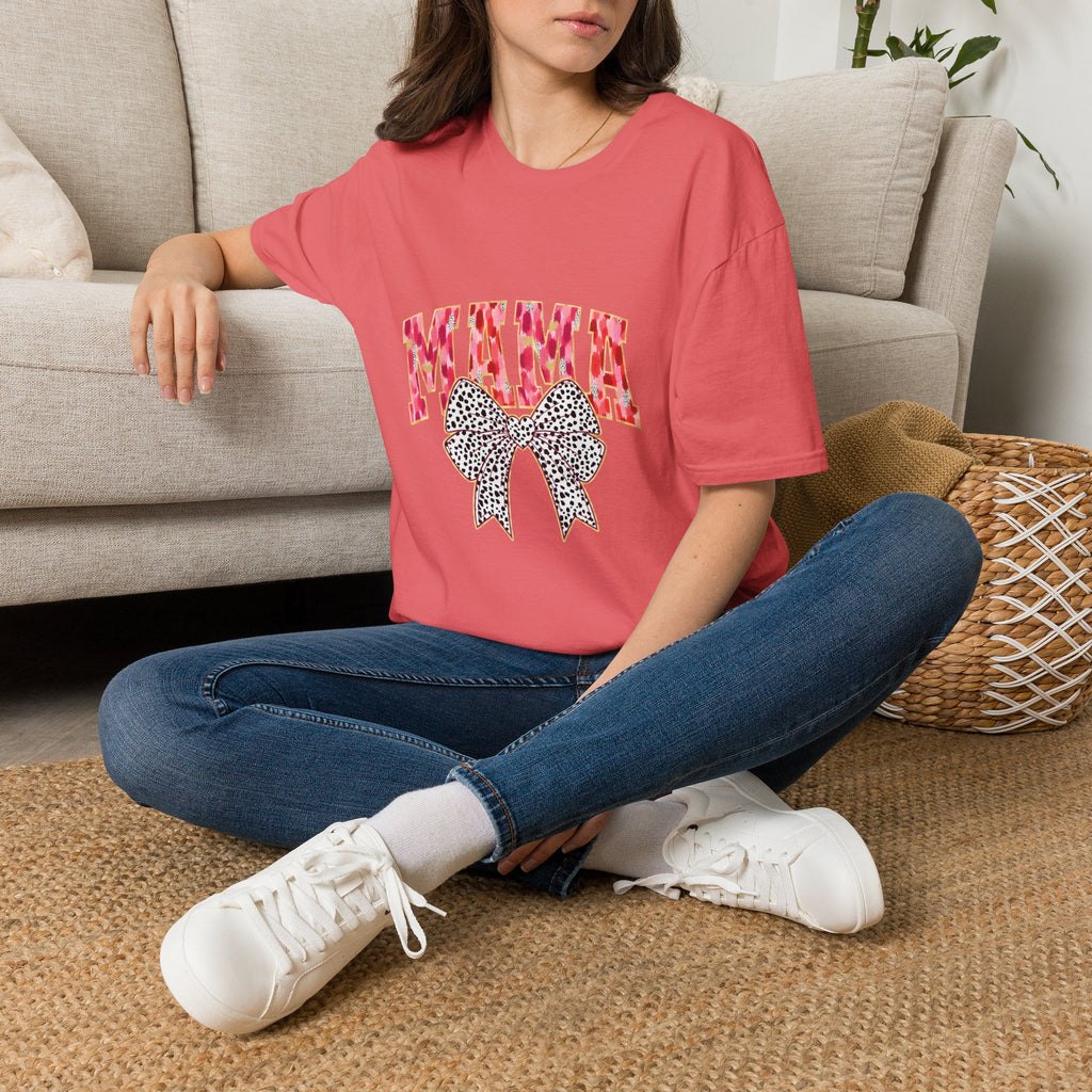 Mama T-Shirt with Leopard Bow — Cute Mom Graphic Tee