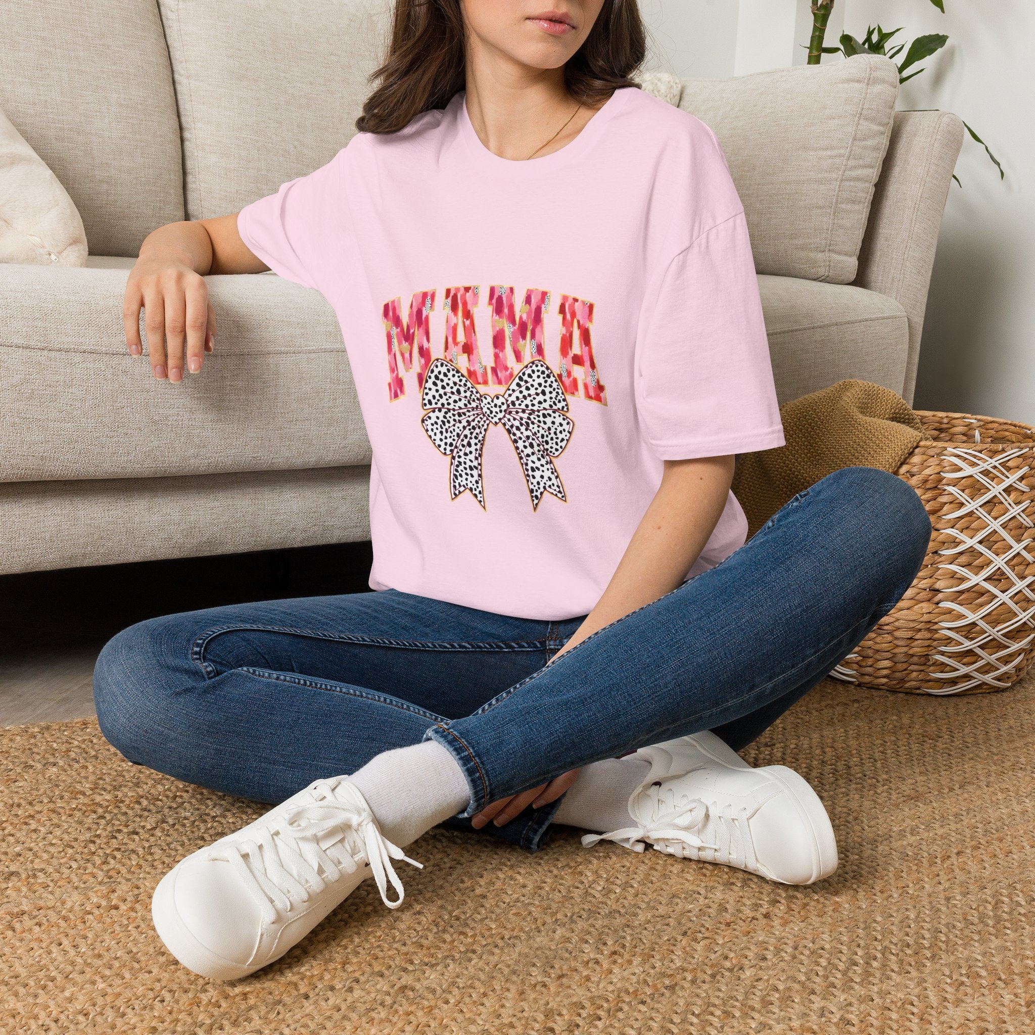 Mama T-Shirt with Leopard Bow — Cute Mom Graphic Tee