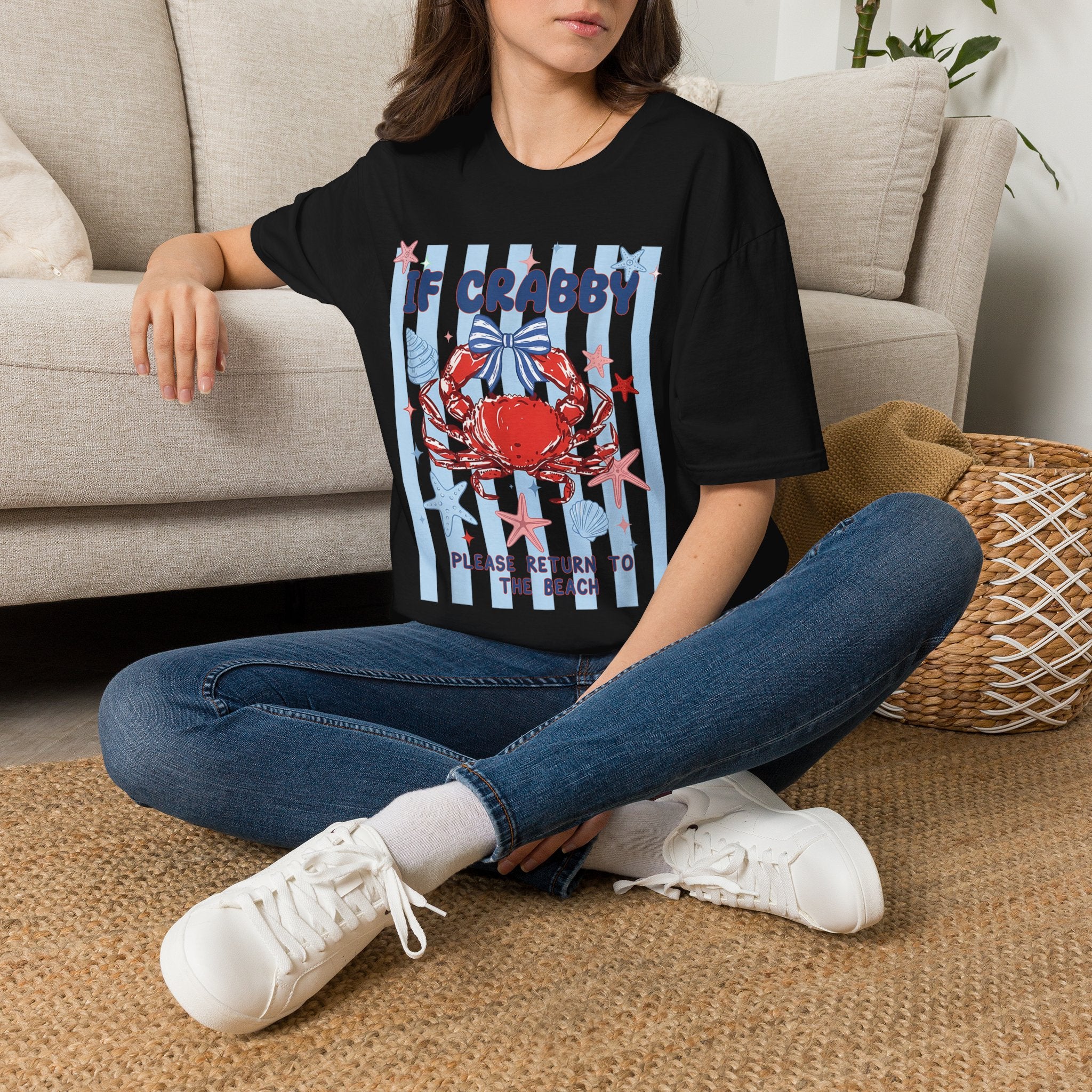 T-Shirt — "If Crabby Please Return to the Beach" Nautical Crab Graphic Tee