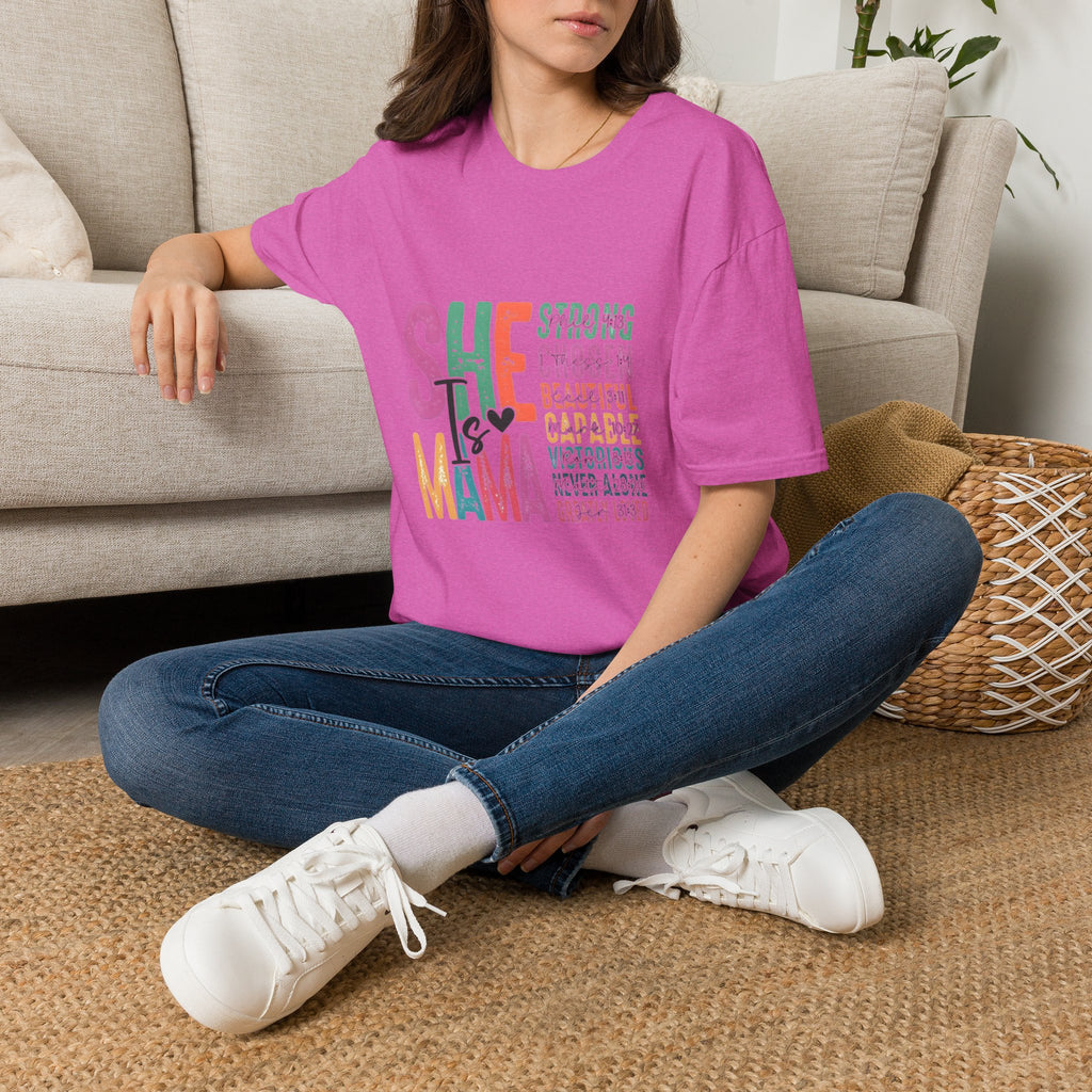 Mama T-Shirt — "She is Mama" Inspirational Mom Shirt (Strong • Chosen • Beautiful)