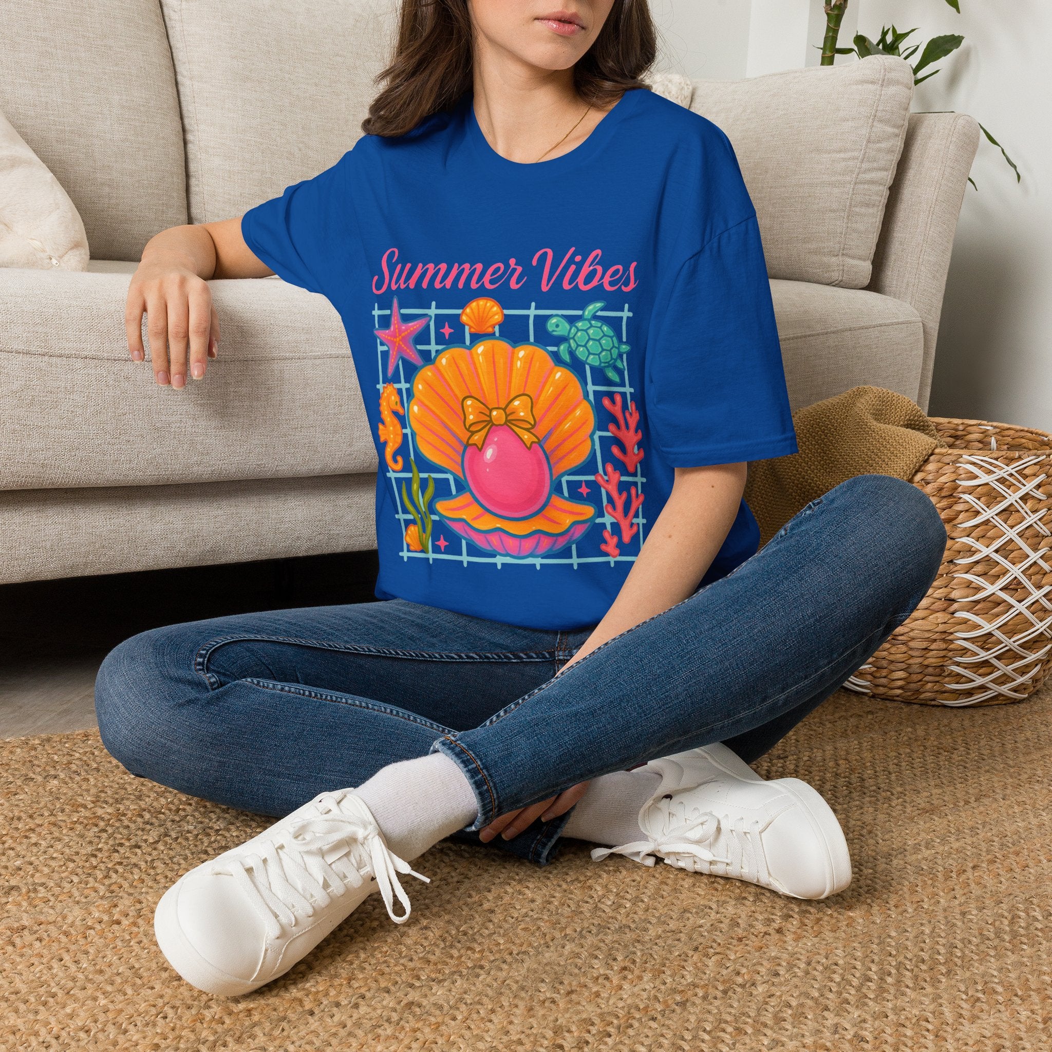 T-Shirt — "Summer Vibes" Seashell & Sea Life Beach Tee