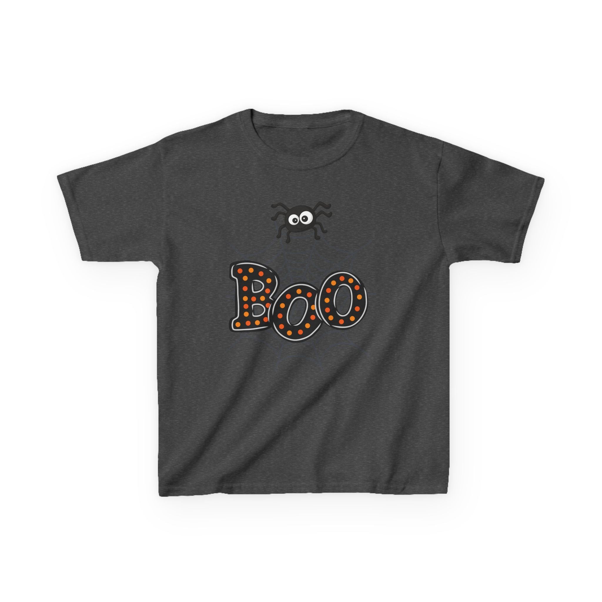 Kids Halloween Tee - "Boo" Spider Web Graphic