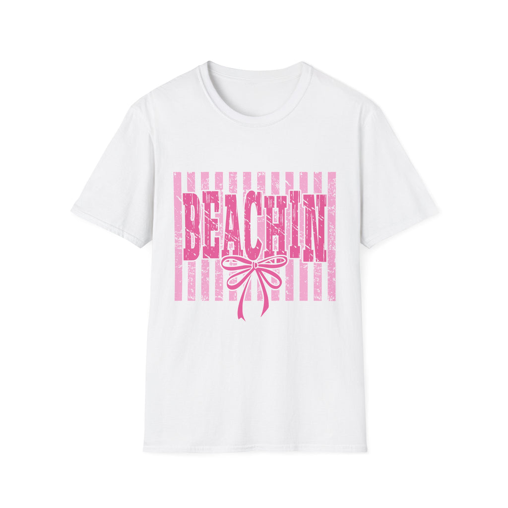 Beachin' Pink Striped Graphic T-Shirt | Summer Beach Vibes