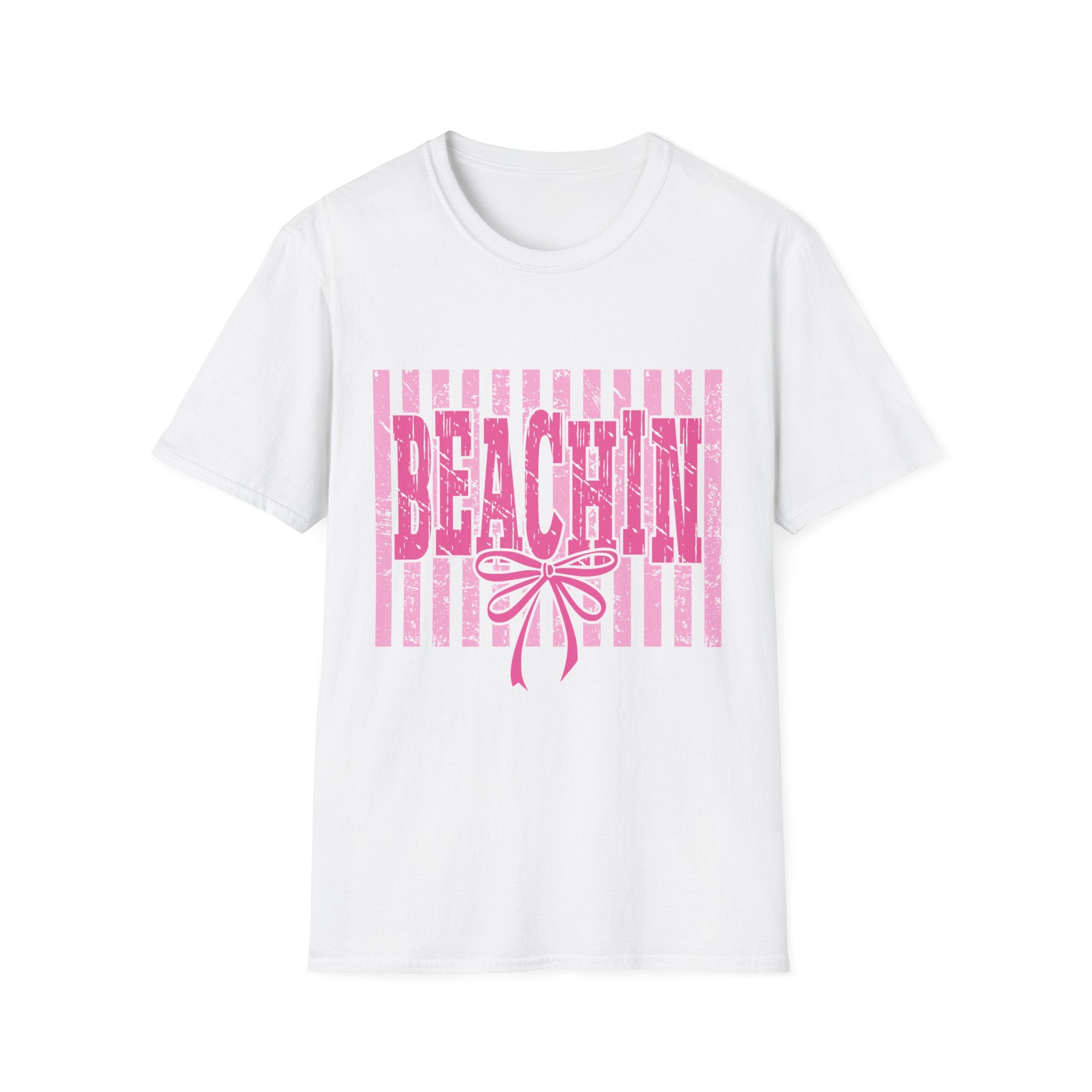 Beachin' Pink Striped Graphic T-Shirt | Summer Beach Vibes