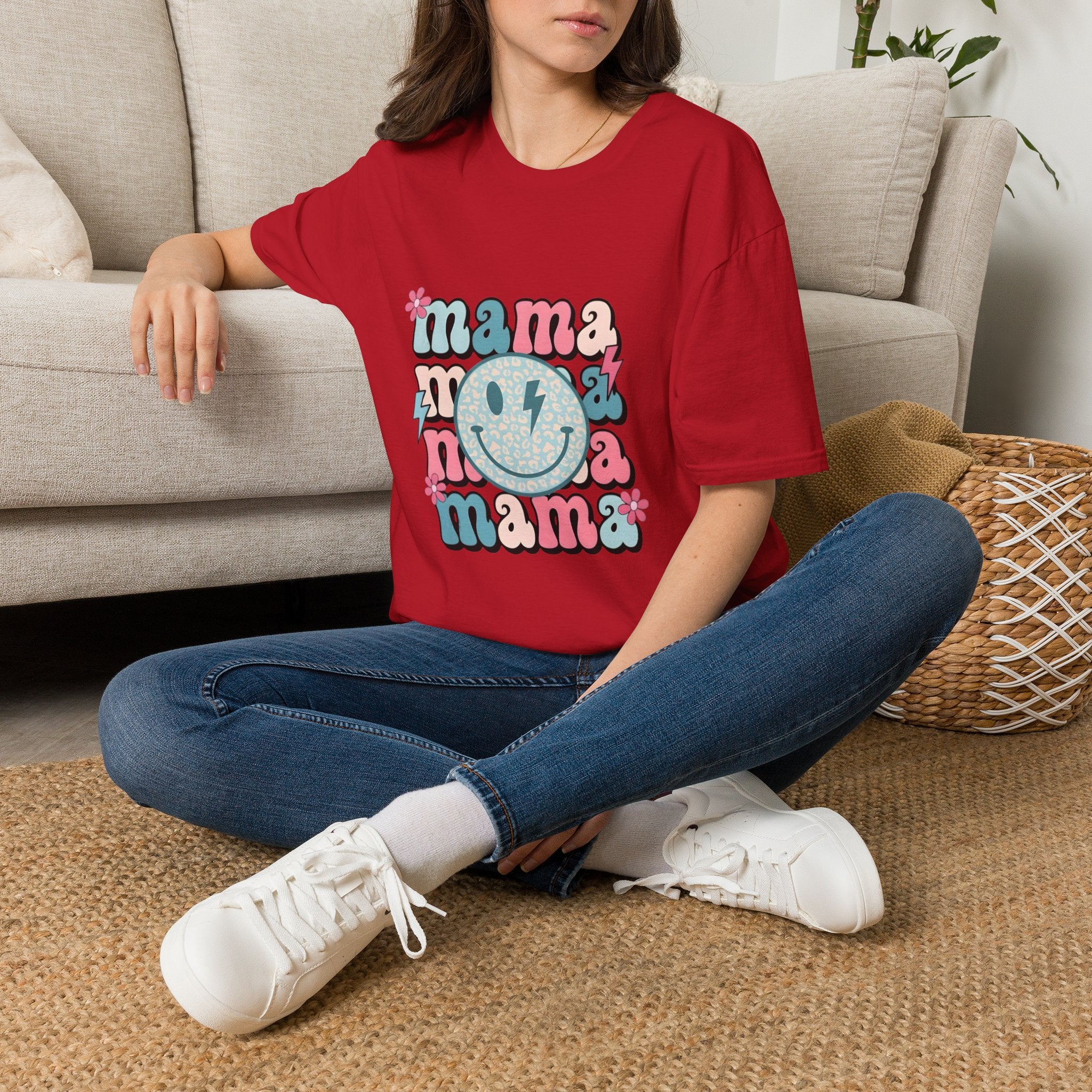 Mama Smile Graphic T-Shirt — Retro Boho 'mama' Design for Mothers, Mother's Day Gift