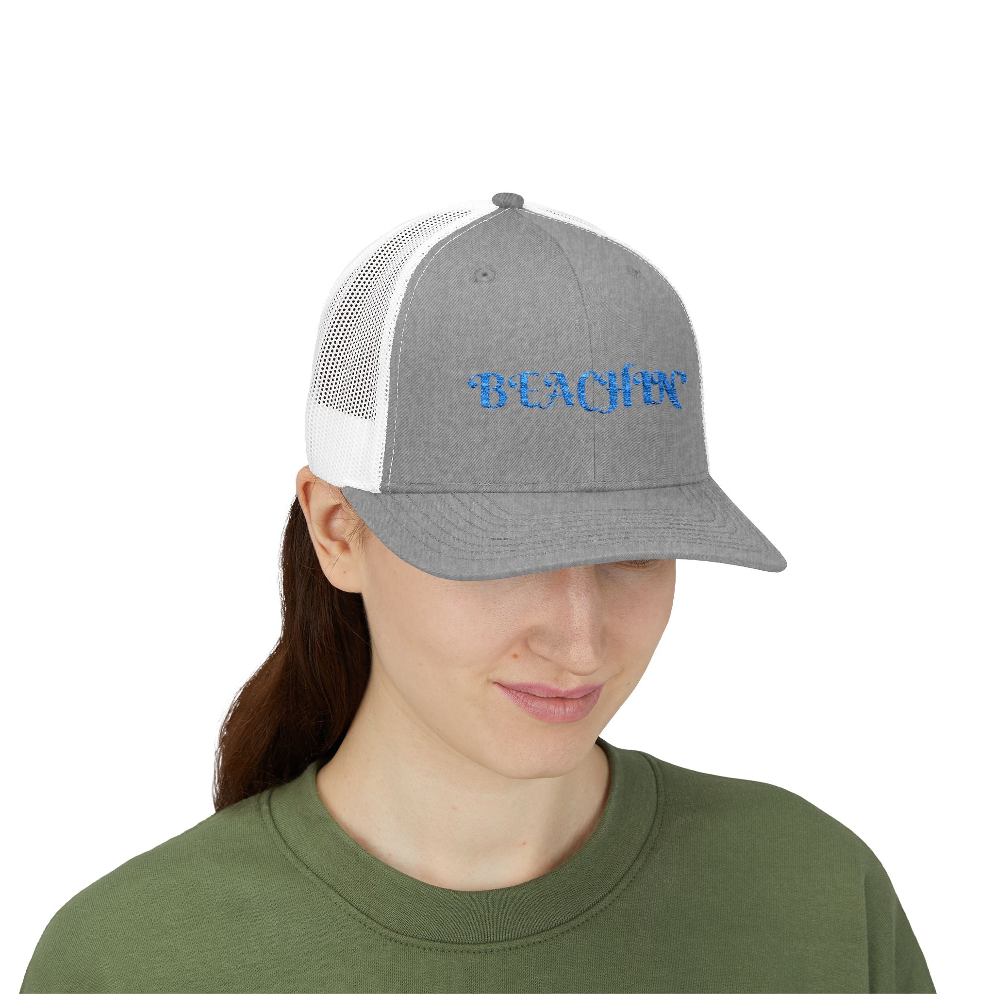 Beachin' Snapback Trucker Cap — Casual Beach Vibe Mesh Hat