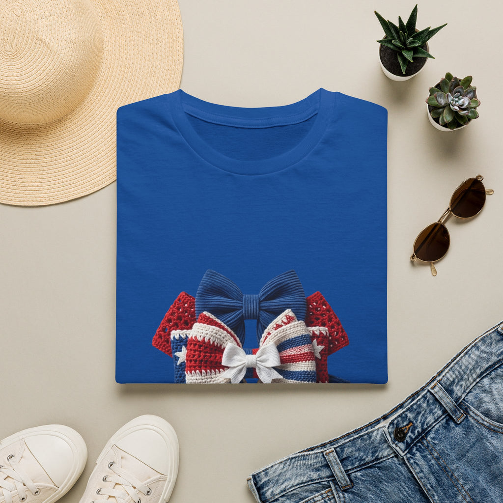 Patriotic Bow T-Shirt — Red White & Blue Ribbon Graphic