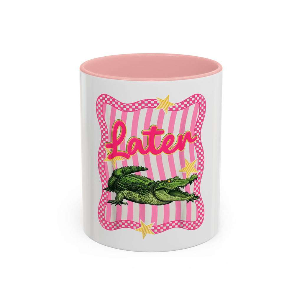 Coffee Mug - 'Later' Retro Pink Gator Accent Mug (11/15oz)