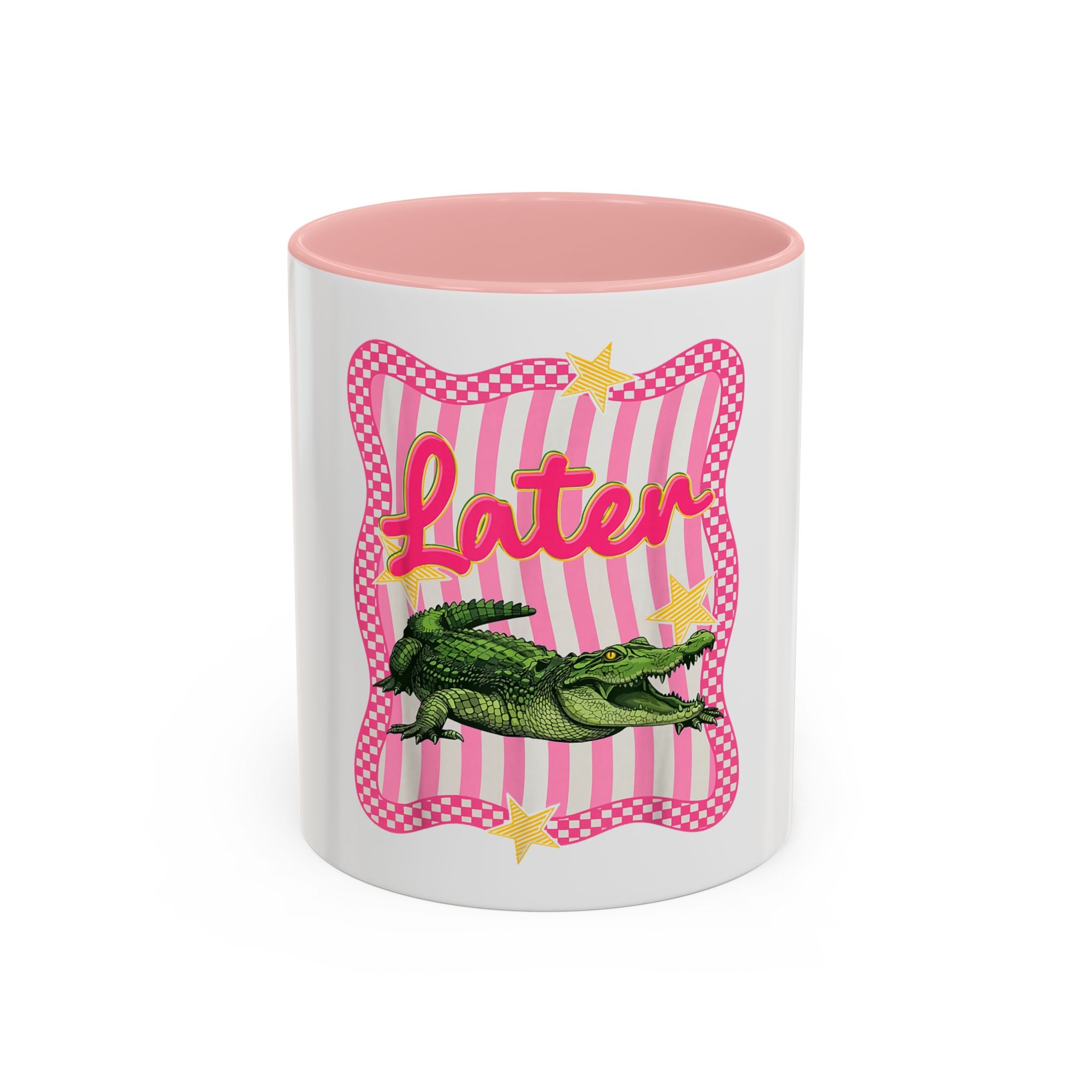 Coffee Mug - 'Later' Retro Pink Gator Accent Mug (11/15oz)
