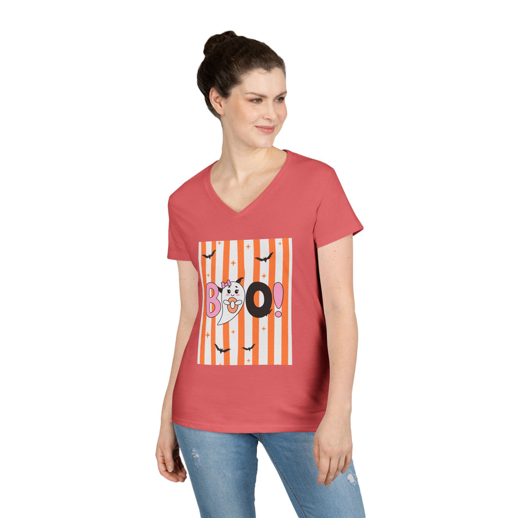 Boo! Ghost Halloween V‑Neck Tee