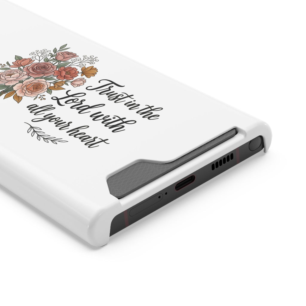 Phone Case with Card Holder — Floral "Trust in the Lord with all your heart" Religious Wallet Case