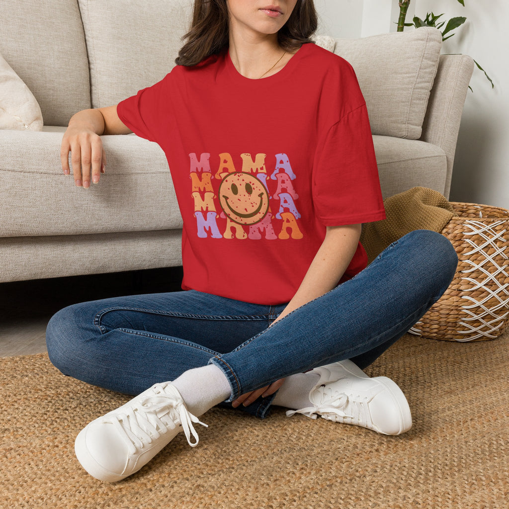 Mama Smiley Retro Graphic T-Shirt — Vintage Happy Face Mom Tee
