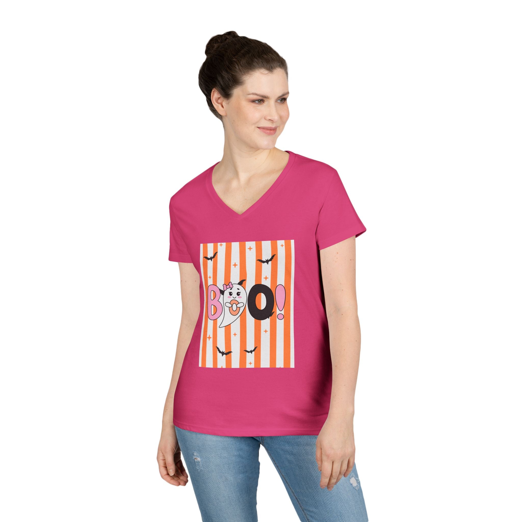 Boo! Ghost Halloween V‑Neck Tee