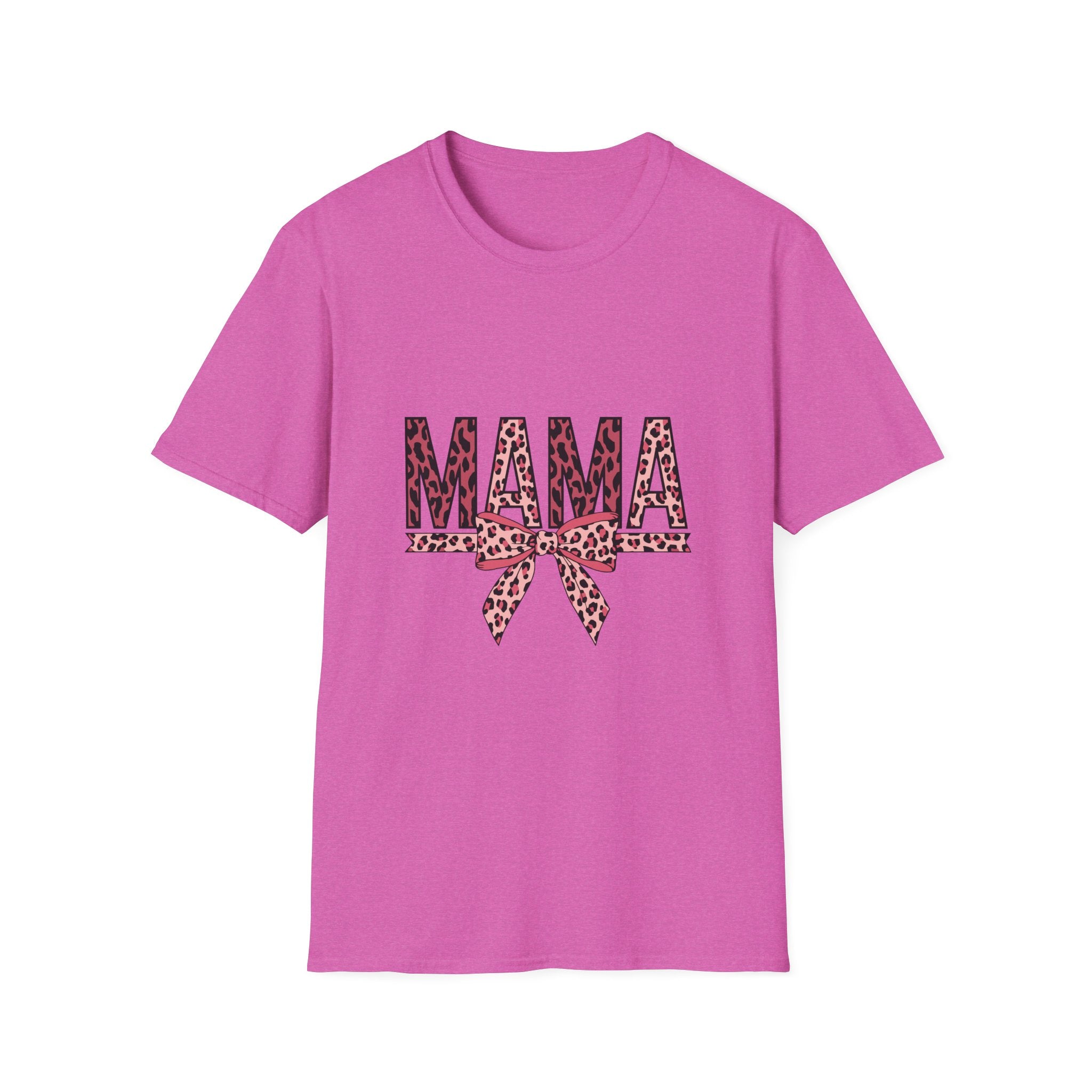 Mama Leopard Print T-Shirt — Pink Bow Mom Tee