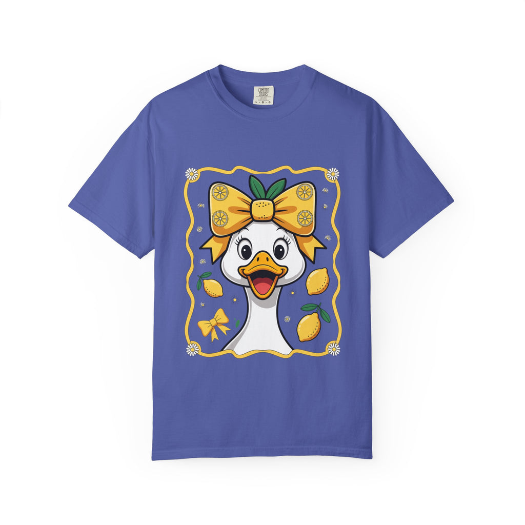 Cute Lemon Duck T-Shirt — Whimsical Duck with Bow Graphic Tee