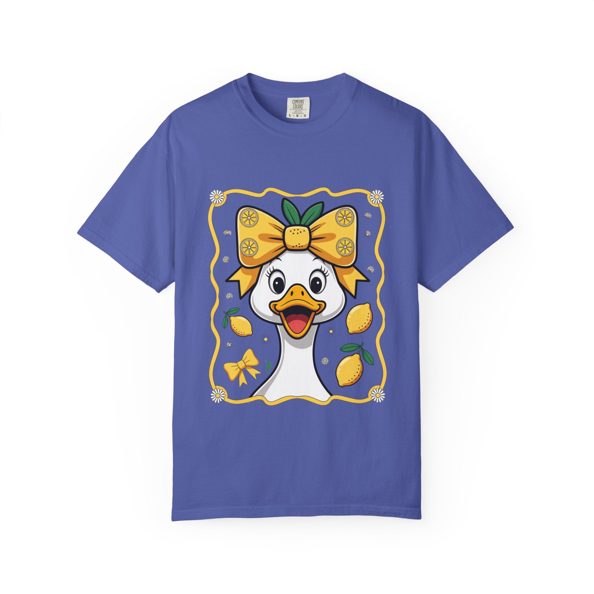 Cute Lemon Duck T-Shirt — Whimsical Duck with Bow Graphic Tee