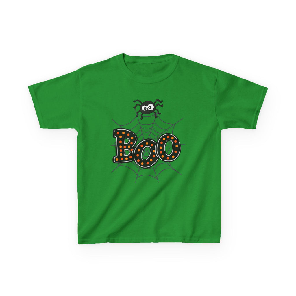 Kids Halloween Tee - "Boo" Spider Web Graphic