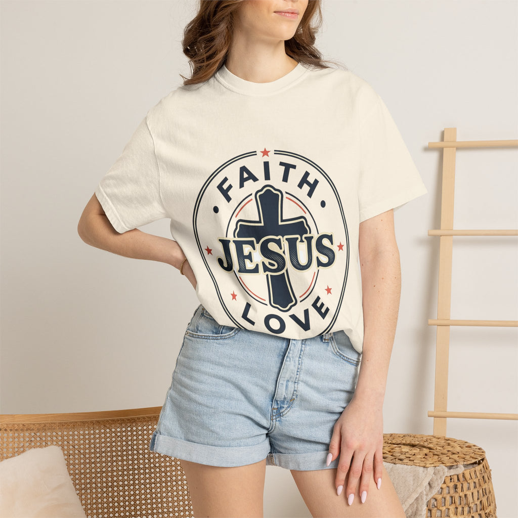 Faith & Love "Jesus" T-Shirt — Christian Graphic Tee for Church, Faith-Based Gifts