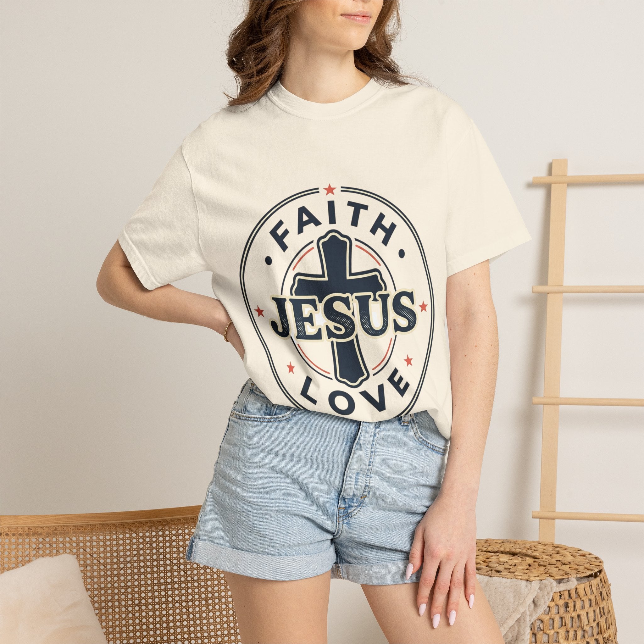 Faith & Love "Jesus" T-Shirt — Christian Graphic Tee for Church, Faith-Based Gifts