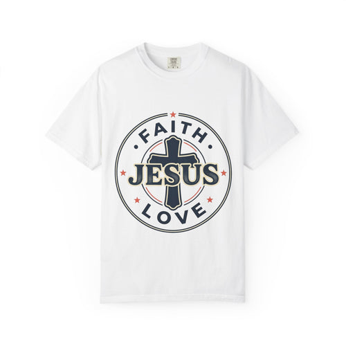 Faith & Love "Jesus" T-Shirt — Christian Graphic Tee for Church, Faith-Based Gifts