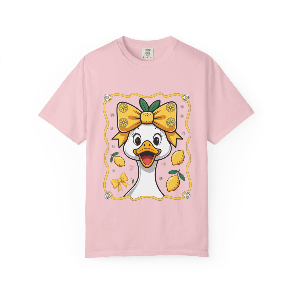 Cute Lemon Duck T-Shirt — Whimsical Duck with Bow Graphic Tee