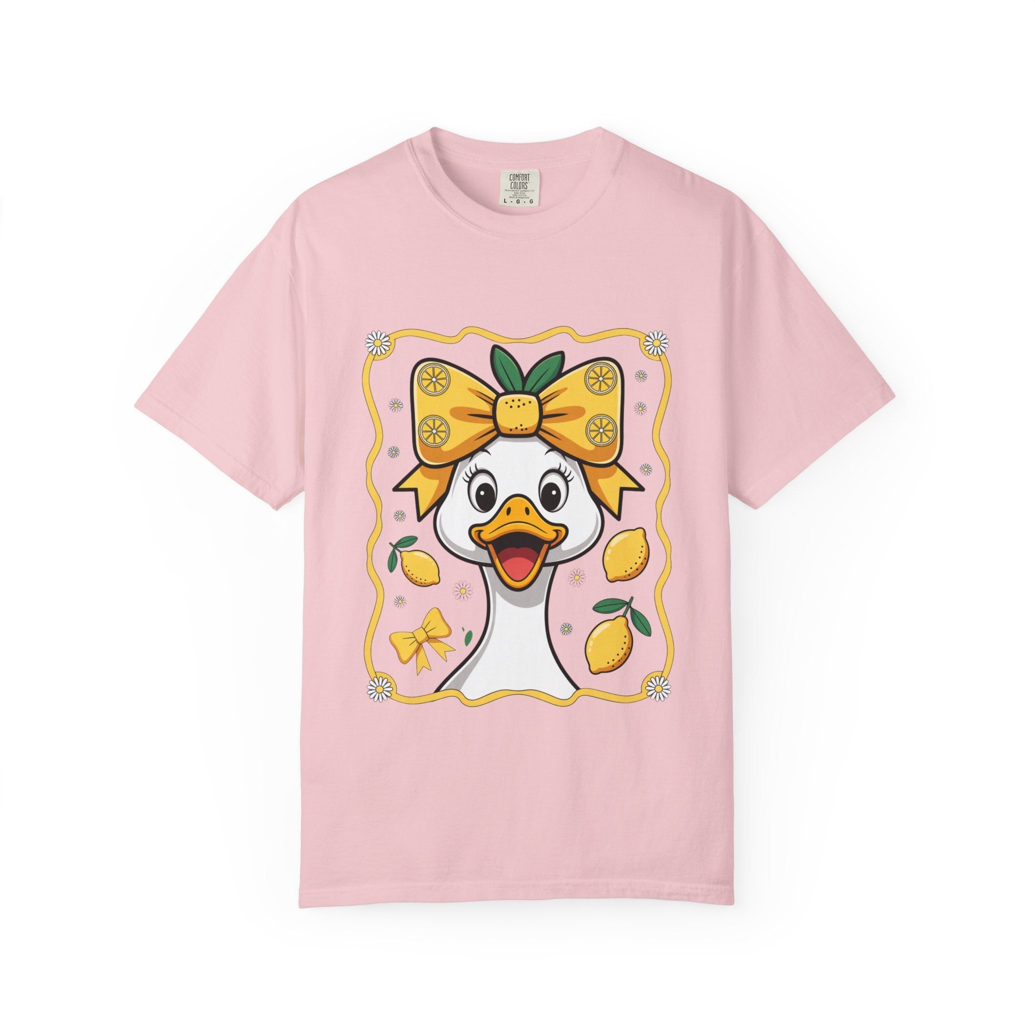 Cute Lemon Duck T-Shirt — Whimsical Duck with Bow Graphic Tee