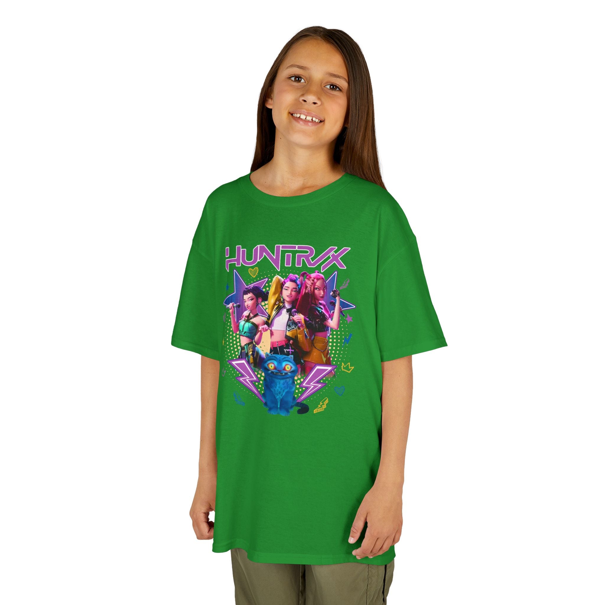 Kids Tee — Colorful 'HUNTRX' Character Graphic Shirt