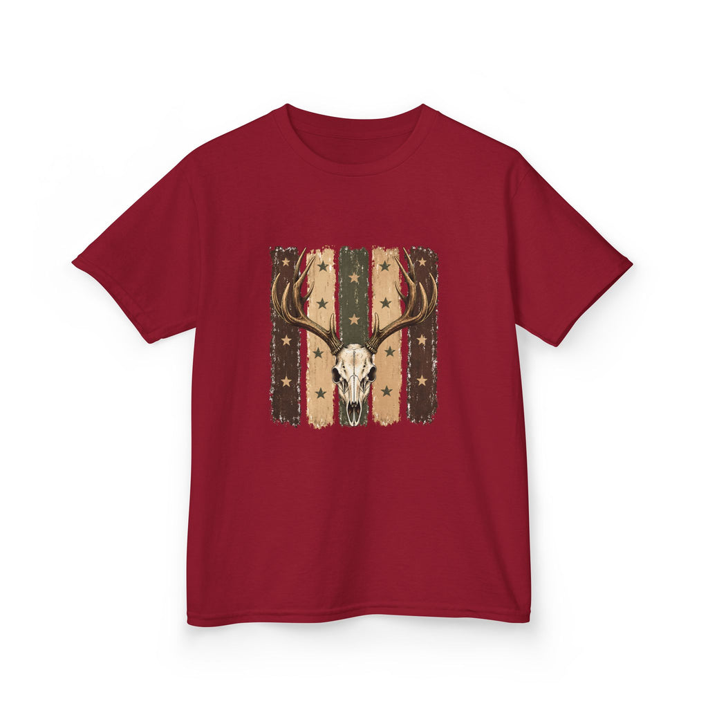 Kids Deer Skull Tee — Rustic Antler Graphic T-Shirt for Outdoor-Loving Kids