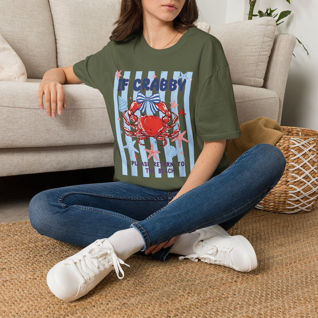 T-Shirt — "If Crabby Please Return to the Beach" Nautical Crab Graphic Tee