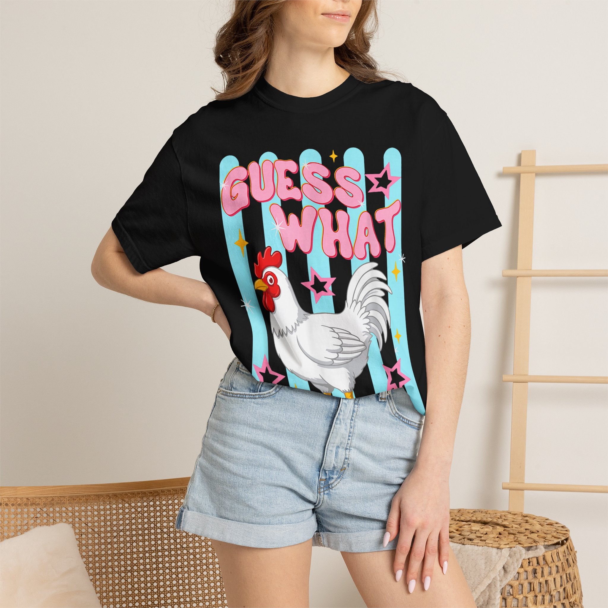 Guess What Rooster T-Shirt — Cute Retro Chicken Graphic Tee