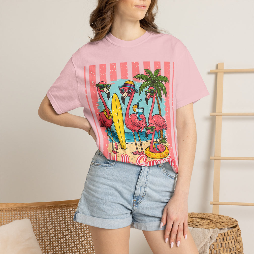 Hello Summer Flamingo Beach T-Shirt