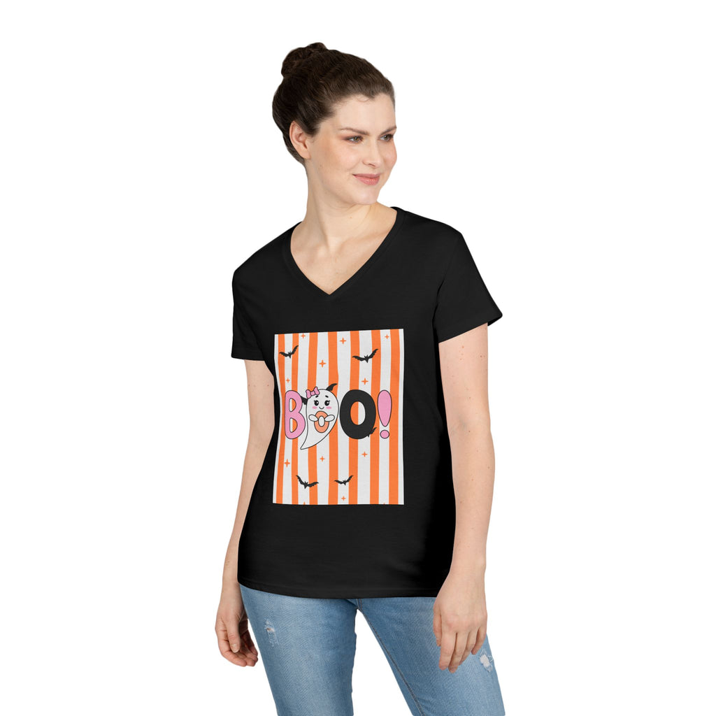 Boo! Ghost Halloween V‑Neck Tee