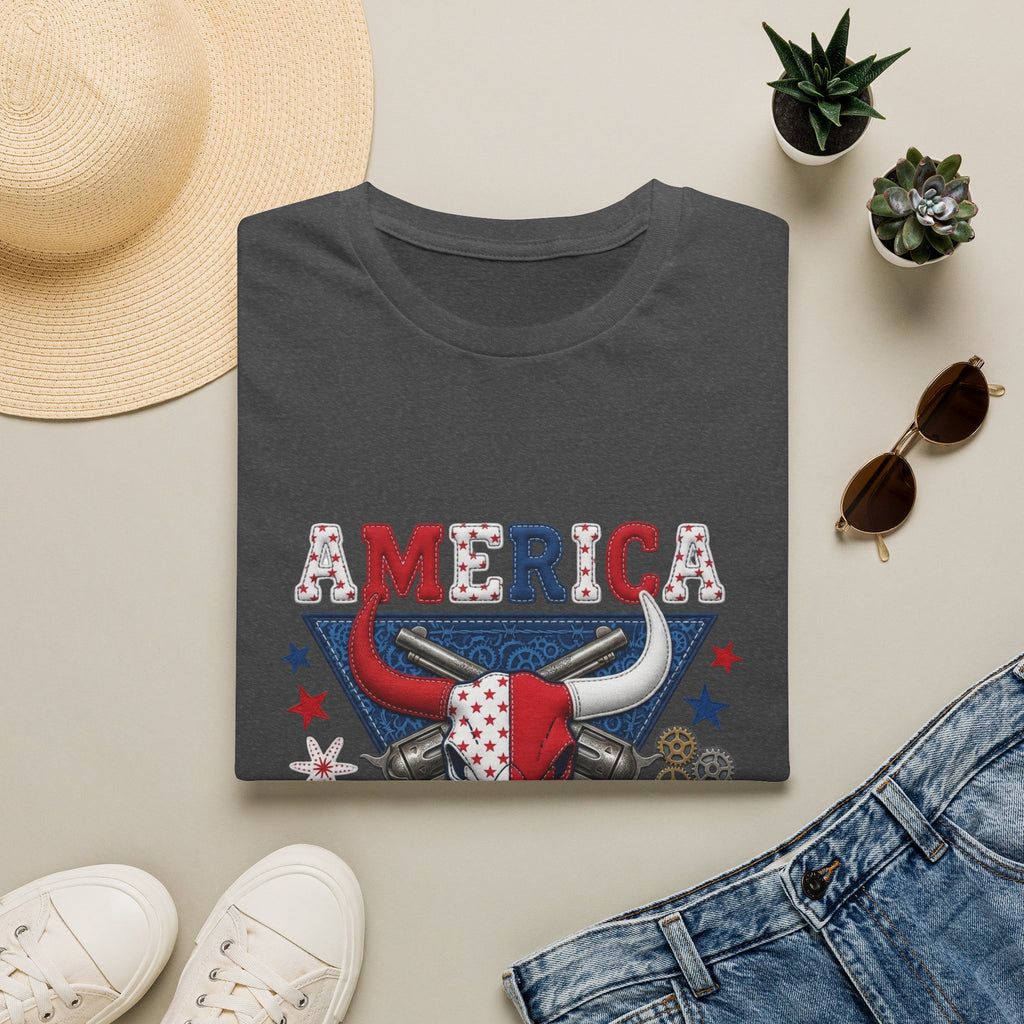 America Made T-Shirt — Patriotic Bull Skull Graphic Tee