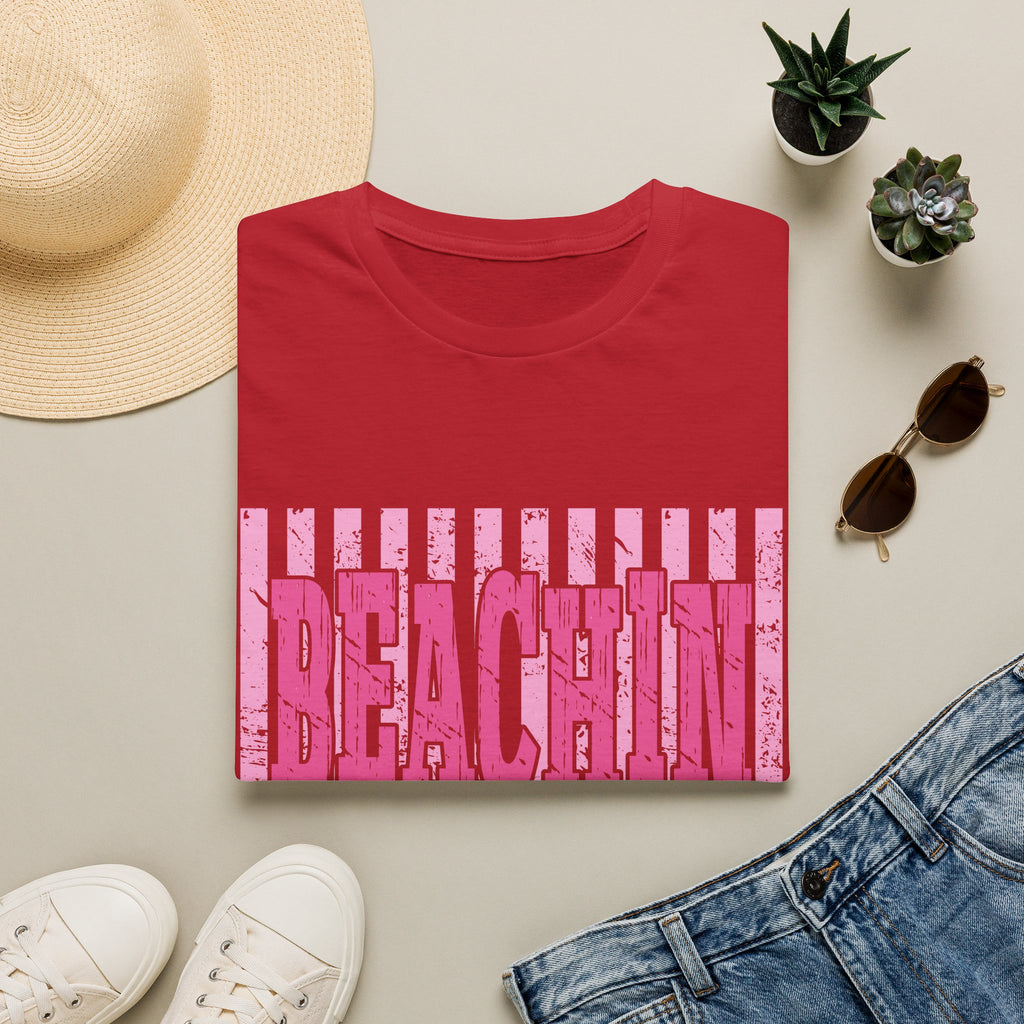 Beachin' Pink Striped Graphic T-Shirt | Summer Beach Vibes