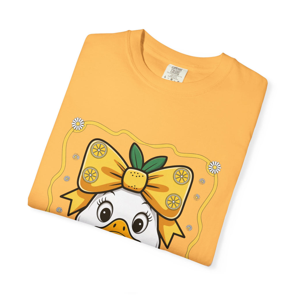 Cute Lemon Duck T-Shirt — Whimsical Duck with Bow Graphic Tee