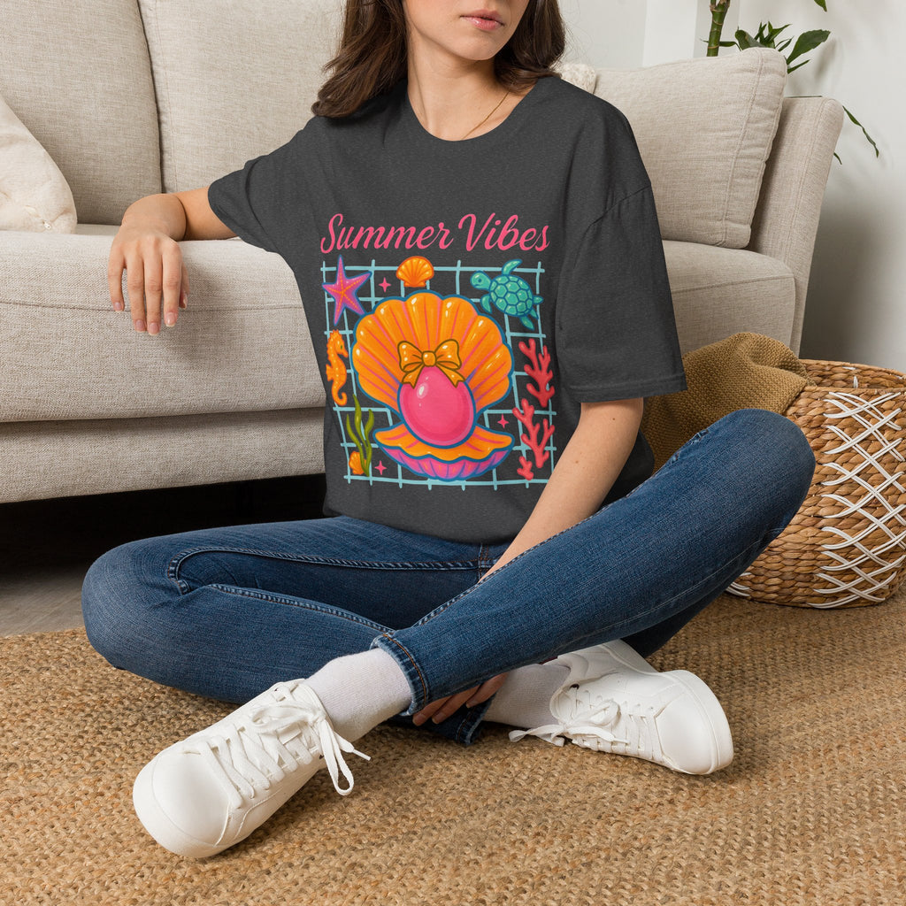 T-Shirt — "Summer Vibes" Seashell & Sea Life Beach Tee