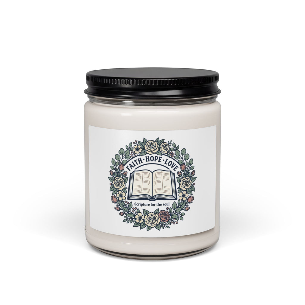 Faith, Hope & Love Scented Soy Candle — 9oz Inspirational Scripture Candle