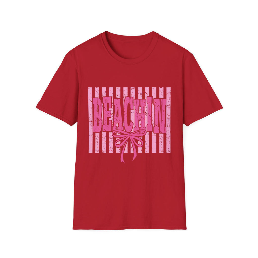 Beachin' Pink Striped Graphic T-Shirt | Summer Beach Vibes