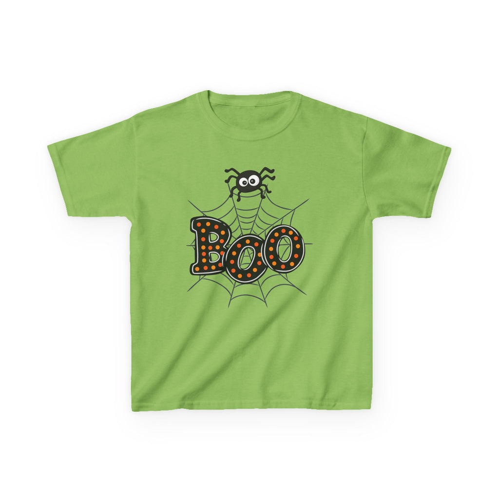 Kids Halloween Tee - "Boo" Spider Web Graphic
