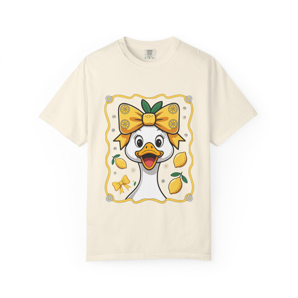 Cute Lemon Duck T-Shirt — Whimsical Duck with Bow Graphic Tee